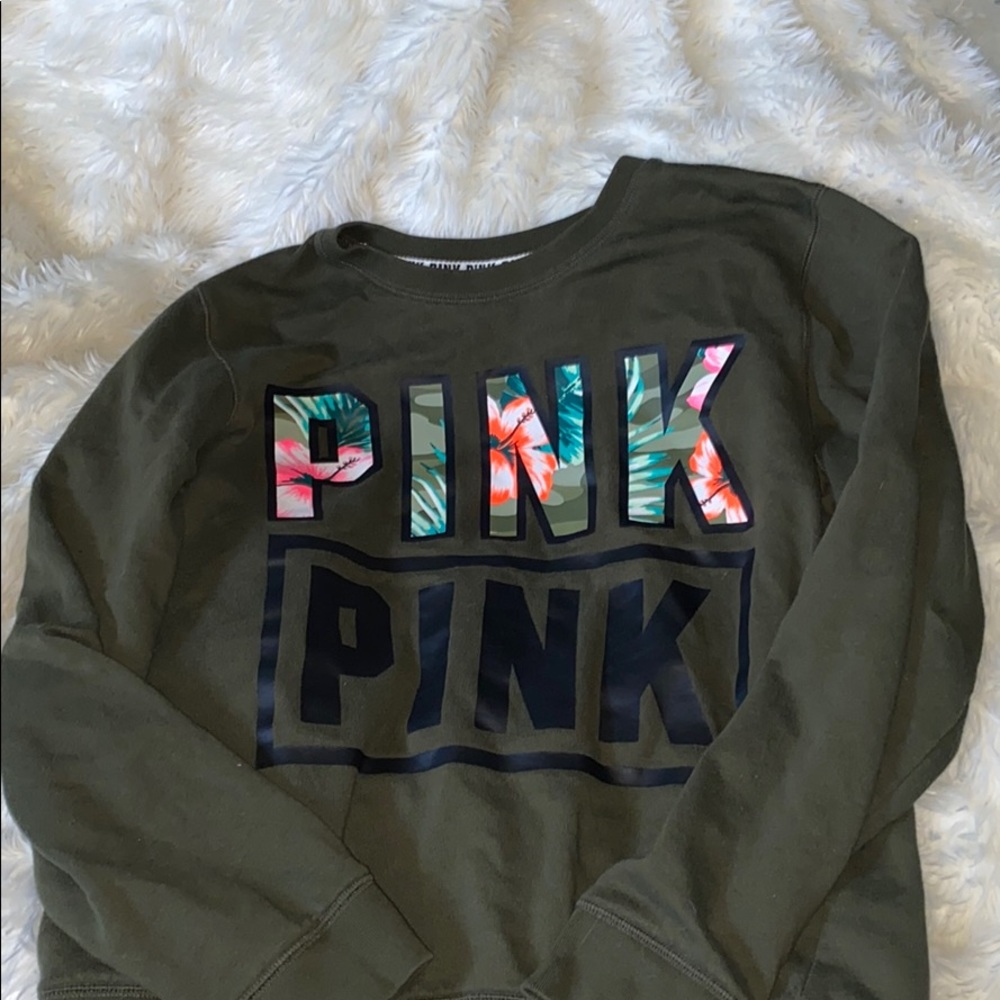 Large pink hoodie sweatshirt tropical green